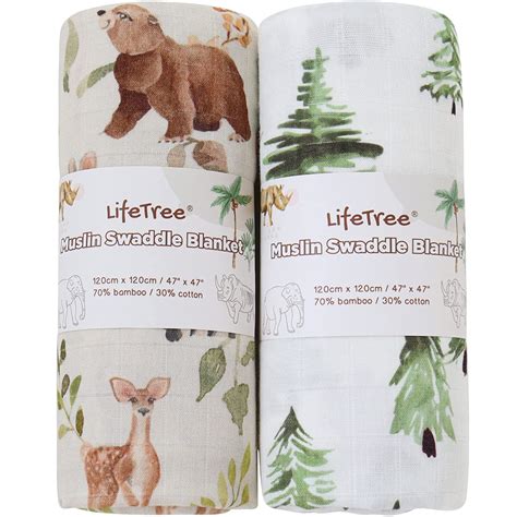 Amazon Lifetree Muslin Swaddle Blankets Neutral Woodland Baby