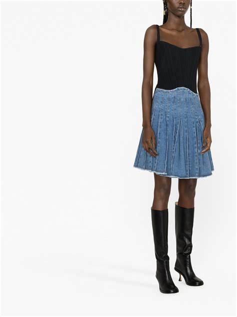 Balmain High Waisted Denim Skirt Blue Farfetch