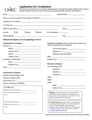 Fillable Online Umkc Application For Graduation University Of