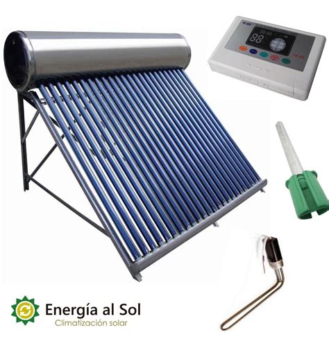 Termotanque Solar Presurizado 120 Lts Kit Electrico Acero In ENERGIA