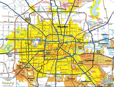 Road Map Of Houston Texas Usa Street Area Detailed Free Highway Large