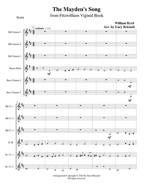 The Mayden S Song Arr Gary Bricault Sheet Music William Byrd