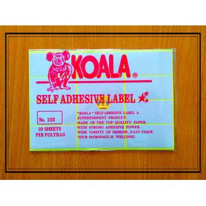 Jual Label Harga Perekat Koala No 103 Self Adhesive Label Kota