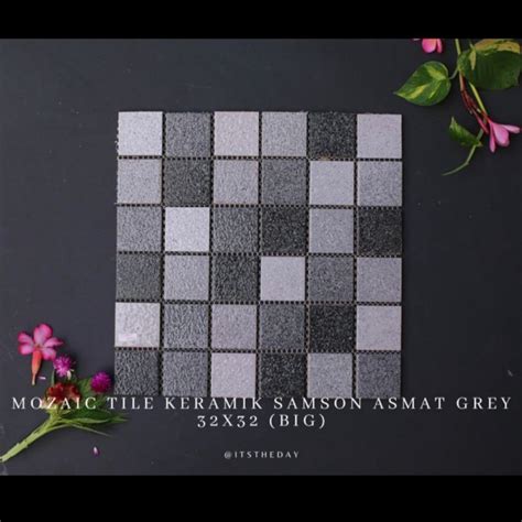 Jual Mosaic Tile Mozaik Keramik Samson Asmat Grey Abu Abu BIG 31x31cm