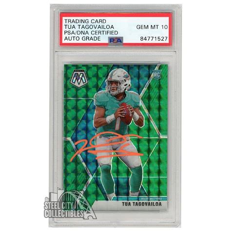 Tua Tagovailoa 2020 Panini Mosaic Green Autograph RC Card 203 PSA DNA