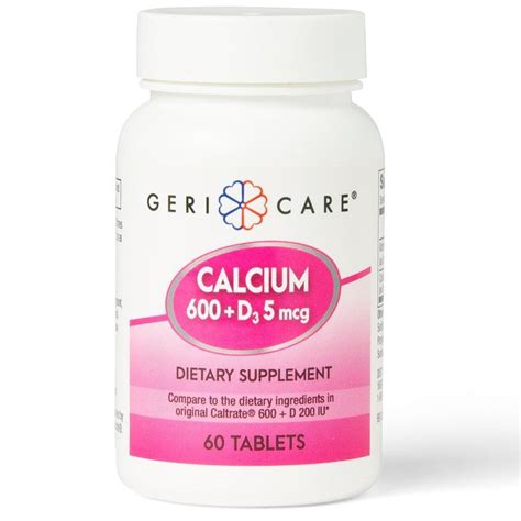 Gericare Calcium 600 Mg Vitamin D3 200iu 60ct