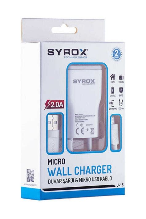 Syrox Micro Usb Hızlı Şarj Aleti 20 Amper Micro Şarj Başlığı Ve Kablo