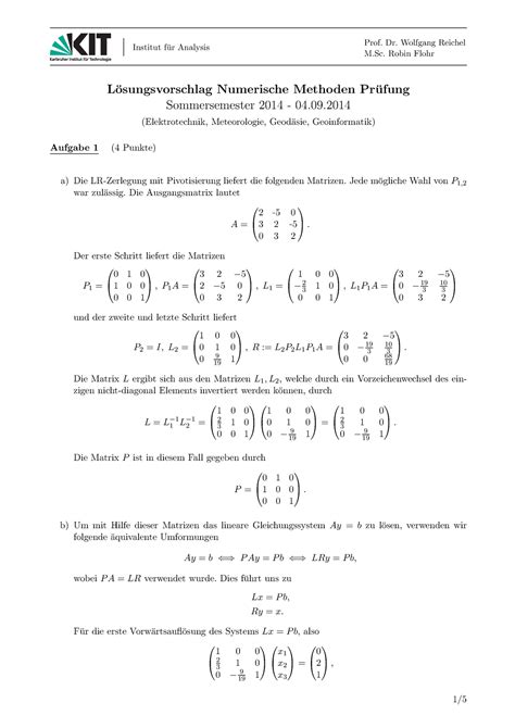 14s L Altklausur Institut F Ur Analysis Prof Dr Wolfgang