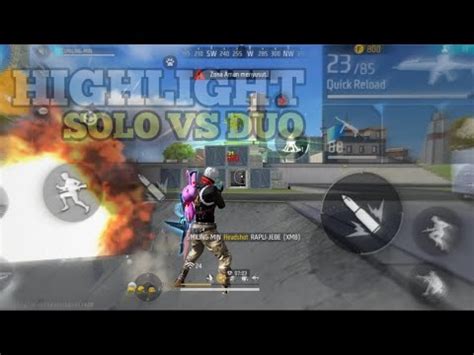 HIGHLIGHT SOLO VS DUO FREE FIRE BATTLEGROUND YouTube