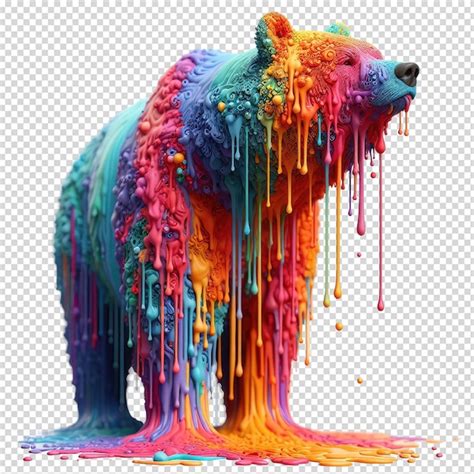 premium psd  bear  colored  colored paint  colored