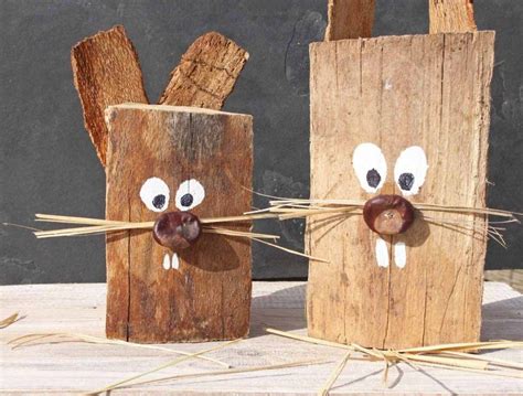 Osterhasen Aus Holzscheiten Basteln Mit Kindern Ostern Basteln Holz