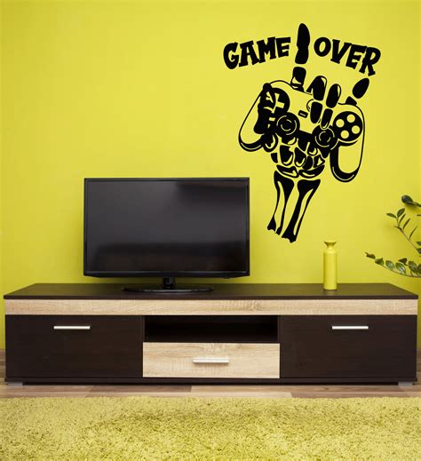 Vinyl Wall Decal Video Games Gamer Room Game Over Joystick Stickers Mu — Wallstickers4you