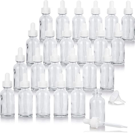 Juvitus 1 Oz 30 Ml Clear Glass Boston Round Bottle With White Dropper 24 Pack