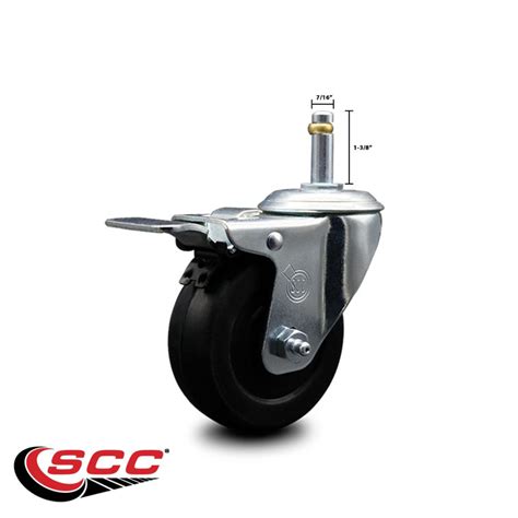 Service Caster 3 5 Inch Soft Rubber Wheel Swivel 7 16 Inch Stem Caster