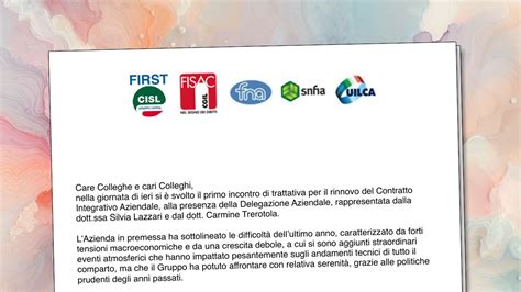 Trattativa Contratto Integrativo Aziendale Primo Incontro FIRST