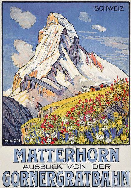 Matterhorn Vintage Swiss Travel Poster Repro 20x28 Vintage Ski