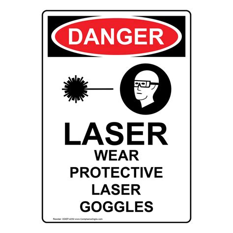 Vertical Laser Wear Protective Sign Osha Danger