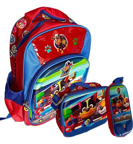 Kit X Maleta Morral Paw Patrol Patrulla Lonchera Cartuchera