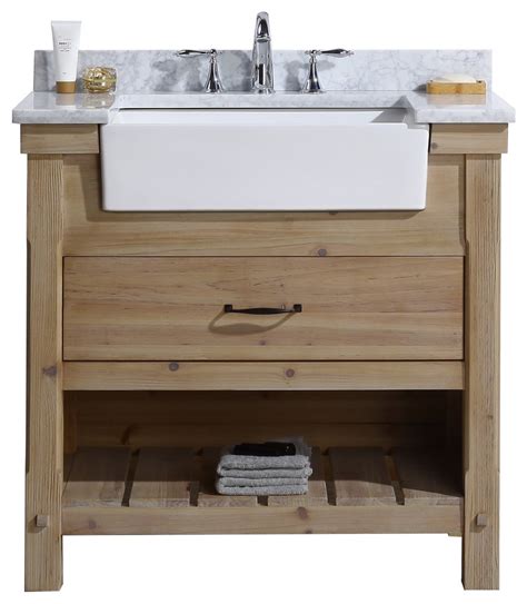 Marina 36 Bathroom Vanity Driftwood Finish Transitional Bathroom