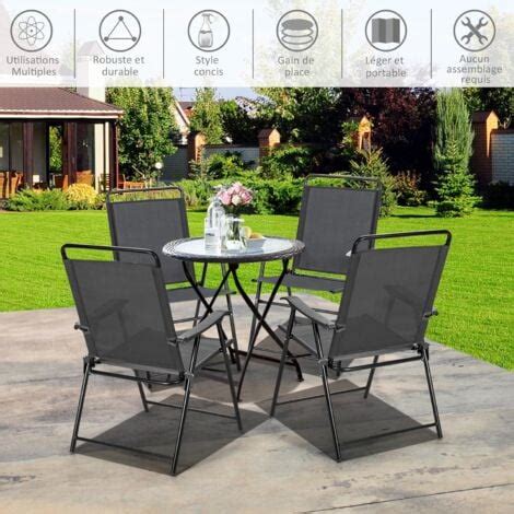 COSTWAY Lot de 4 Chaises de Jardin Pliantes Chaises d Extérieur avec