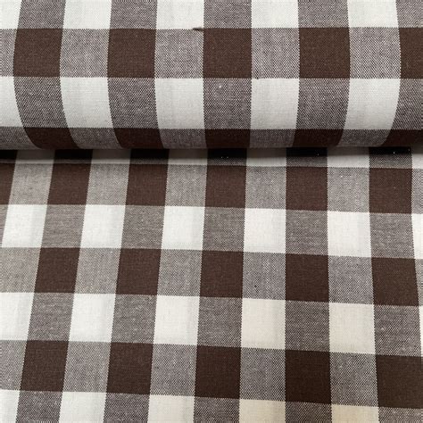 Tissu Vichy Carreaux X Cm Blanc Marron Tissu Fil Compagnie