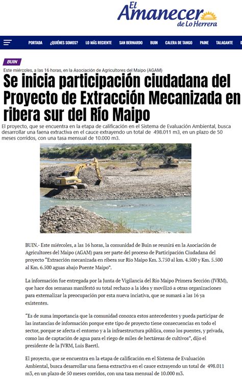 Se Inicia Participación Ciudadana Del Proyecto De Extracción Mecanizada