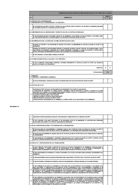 Lista De Chequeo Iso 45001 2018 Pdf Planificación Auditoría