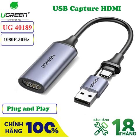 Card ghi hình Ugreen 40189 HDMI to USB 2 0 live streaming 1080P