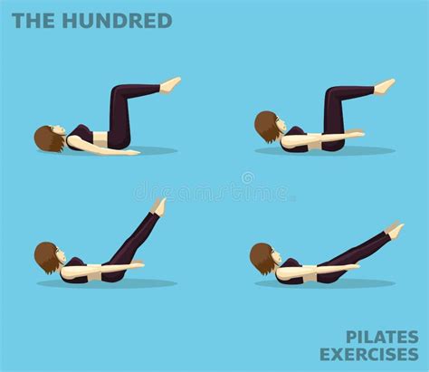 Pilates Moves The Hundred Manga Cartoon Vector Illustration Stock