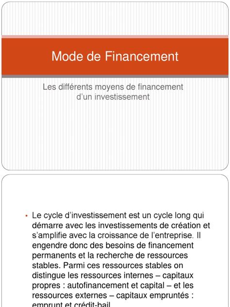 mode de financement  leasing prets