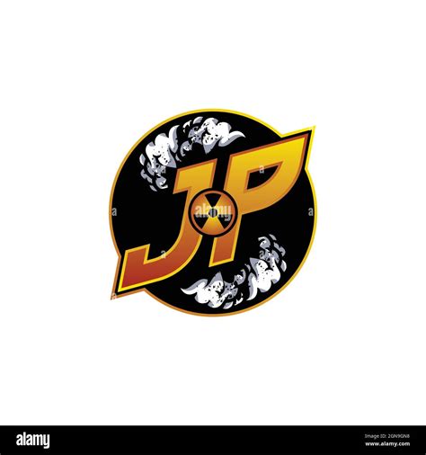 Jp Logo Monogram Gaming With Gas Shape Designs Template Vector Icon