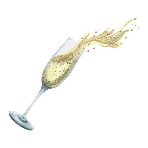 Glass Goblet With Champagne And Splashes White Sparkling Wine