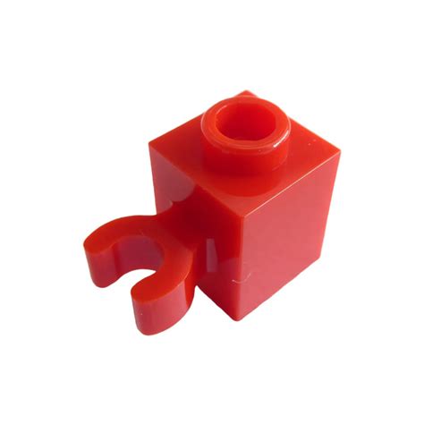 LEGO Red Brick 1 X 1 With Vertical Clip Open O Clip Hollow Stud