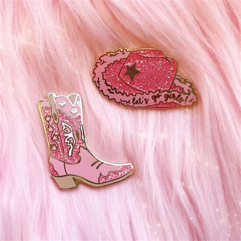 Pink Cowgirl Boot Enamel Pin Cowgirl Hat Space Cowgirl Disco Cowgirl