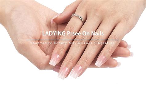 LADYING 24 Pièces Soft Gel Carrés Faux Ongles Court French Gel Press on