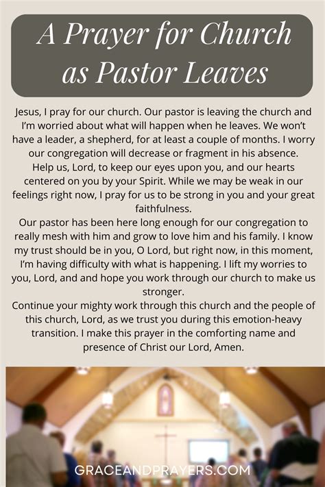 4 Heartfelt Prayers for a Pastor Leaving - Grace and Prayers
