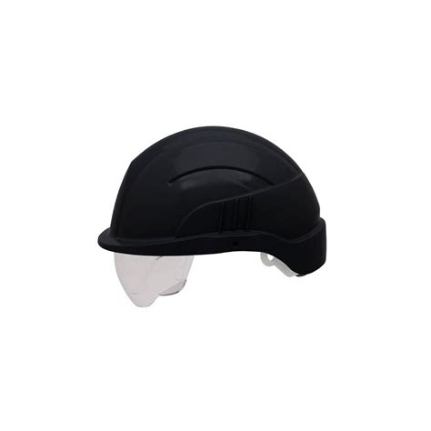 Vision Plus Safety Helmet Black Cw Integrated Visor Workwear And Ppe