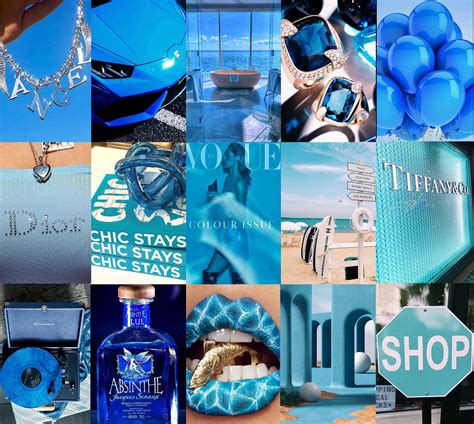 Boujee Blue Aesthetic Wall Collage Kit Blue Aesthetics Etsy Blue