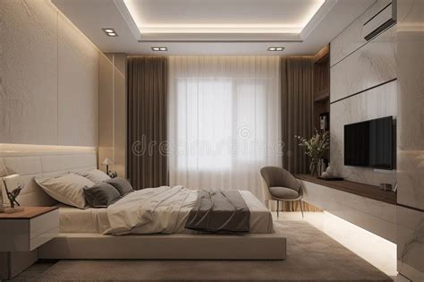 Modern Bedroom Interior Design Stylish And Comfortable Illustration