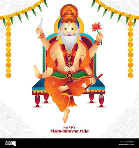 Hindu God Happy Vishwakarma Puja Celebration Card Background Stock