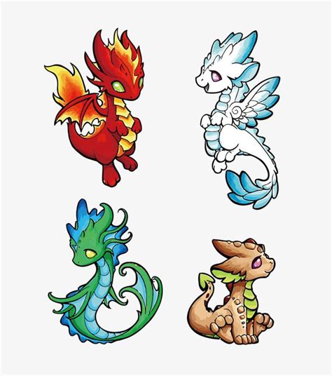 Vector De Agua Y Fuego Tierra Cuatro Elementos Dragones Png Dragon Dragon De Fuego Dragon De