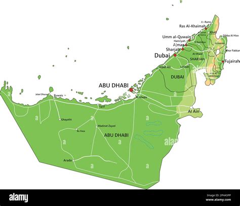 High Detailed United Arab Emirates Physical Map With Labeling Stock Vector Image And Art Alamy