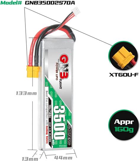 Gaoneng GNB Batería LiPo de 3500 mAh 2S 7 4 V 70C 140C XT60 para 110