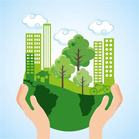 Green city ecology cartoon stock vector. Illustration of nature - 146858976