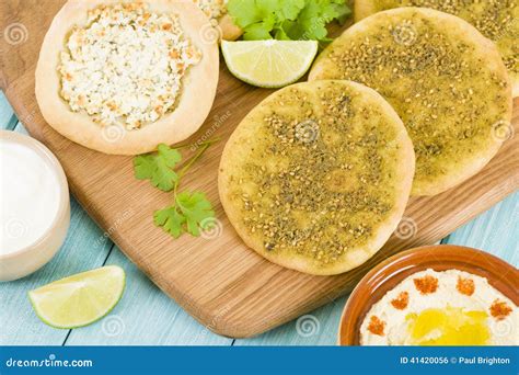 Zaatar And Cheese Manakish Stock Photo 41420538