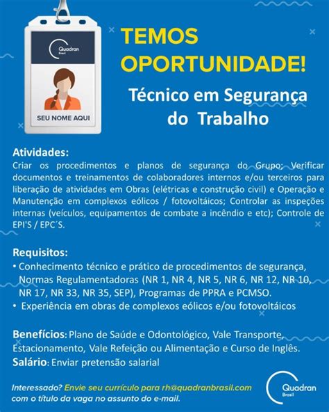 Técnico em Segurança do Trabalho 01 vaga s Fortaleza CE Themos