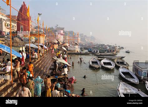 Ghats on the River Ganges, Varanasi (Benares, Uttar Pradesh, India ...