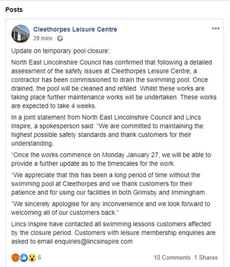 Cleethorpes Leisure Centre pool closure update - and it's not good news ...