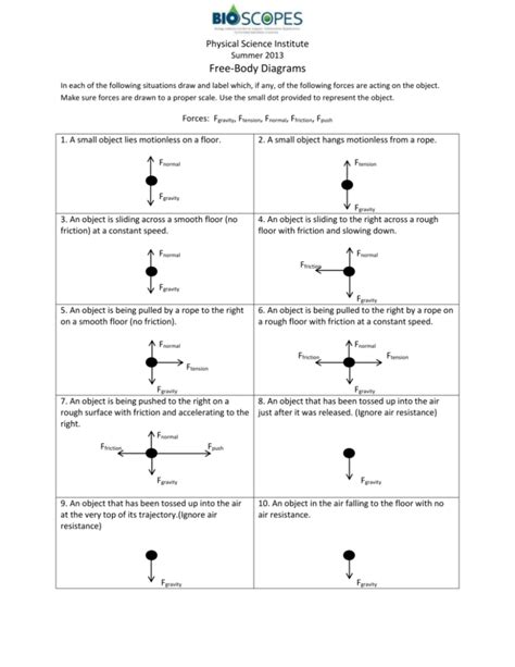 Free Body Diagram Worksheet With Answers Printable Word Searches