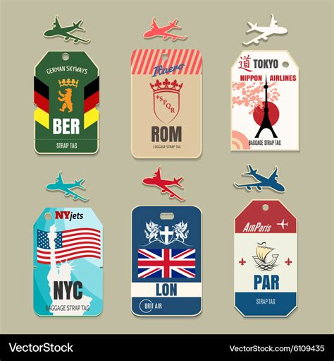 Vintage luggage tags Royalty Free Vector Image